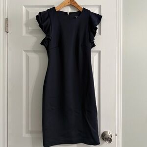 Tommy Hilfiger Navy Ruffle Sleeve Dress